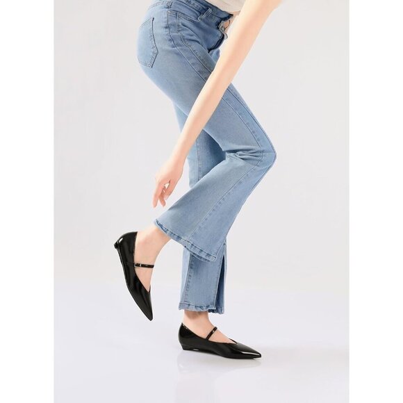 🆕Women Black Closed Pointed Toe Ballet Flat Comfortable Dressy Casual Shoes - Picture 2 of 8